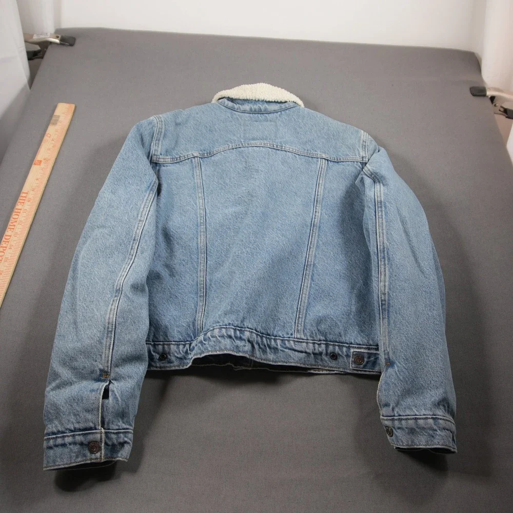 Levi's Sherpa Collar Lined Denim Trucker Women Jacket XL Western Cowgirl Y2K